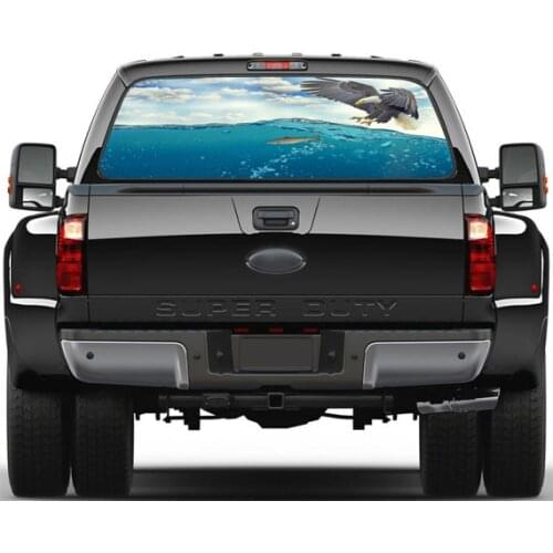 Free Shipping Creative 3D Rear Window Graphic Decal Eagle Catch Fish Truck SUV Wallpaper mural Wall Print Decal Photo Wall Deco
