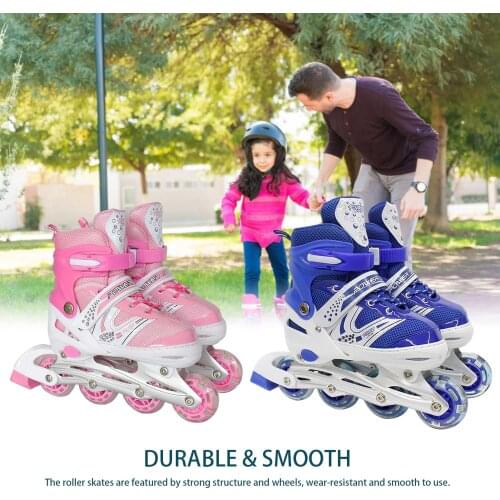 Children Kids Inline Speed Skates Shoes Hockey Roller Skates Roller Skating Adjustable Roller Blades 4 Flashing Wheel Boys Girls