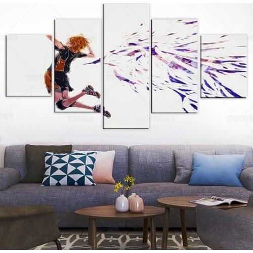 Haikyuu Anime Home Decor Wall 5 Pieces Art Canvas Characters Painting Print Posters Modular Picture Cuadros For Bedroom Frame