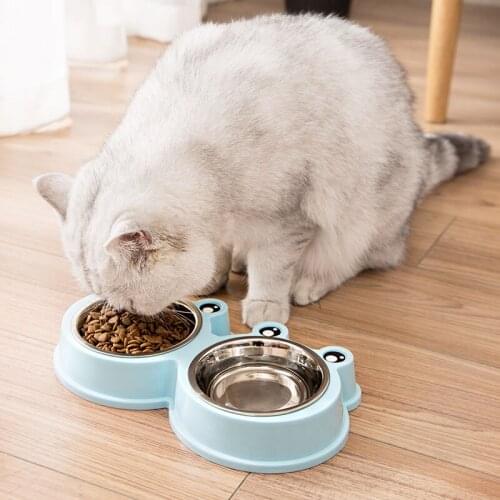 Easy to clean dog food bowl stainless steel accessories food container dogs food dispenser pet water cat feed raised cat bowl