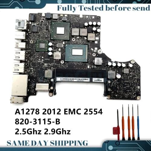 661-6588 661-6589 motherboard for Macbook Pro 13" A1278 2.5GHz i5 2.9ghz i7 MD101 MD102 820-3115-B 2012 Logic Board mainboard