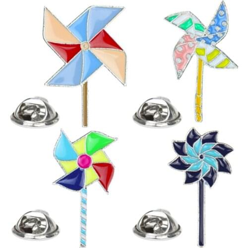 Fashion Cartoon icons Color windmill Enamel pin Jewelry metal hijab Badge Buttons Brooch Anime Lovers Denim Shirt Lapel pins