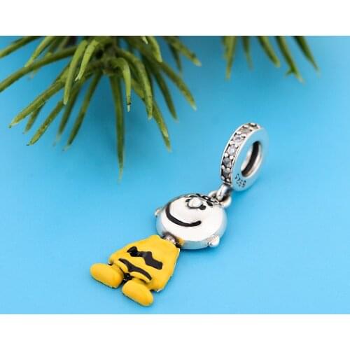 Fashion 925 Sterling Silver Yellow Boy Dangle Beads Charms Fit Original Pandora Charm Bracelet Necklace Jewelry Making Berloque