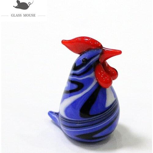 Handmade Murano Glass Chicken Figurines Miniature Japanese Cute Cartoon Animals Statue Ornaments Lovely Home Tabletop Decoration