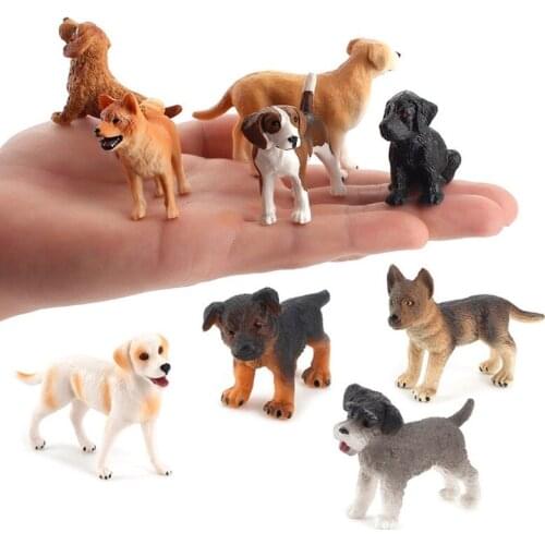 9Pcs Model Dog Figure Animal Realistic Biological Figurine Pet Dog Set Interactive Tableware Desk Decoration Cake Topper
