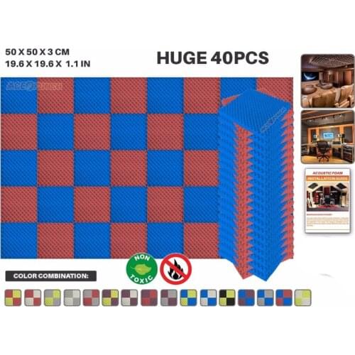 Arrowzoom 50 * 50 * 3 cm (19.6 * 19.6 * 1.1 in) 40 pcs Set Egg Crate Convoluted Studio Sound Absorption Acoustic Foam KK1052