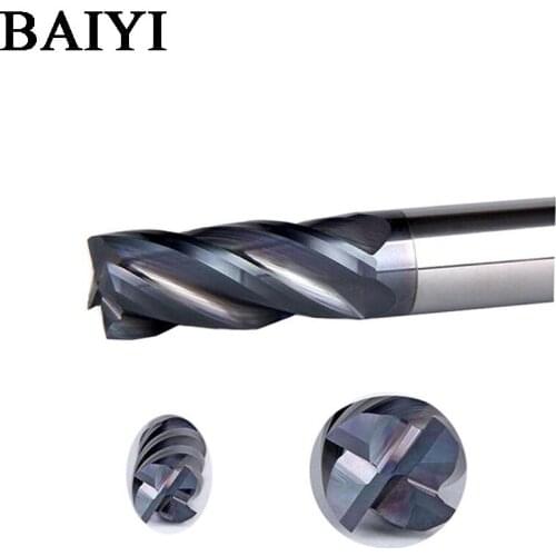 Nano-coating HRC45 Endmill Cutting 4 Flute 5/6/8/10 mm Alloy Carbide Tungsten Steel End Mill