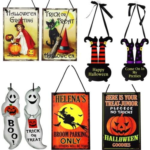 Halloween Wall Art Hanging Ornament Creative Wooden Crafts for Home Living Room Bedroom Decoration E7