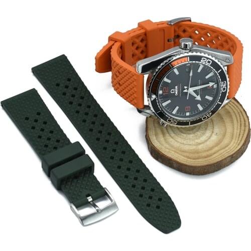 Orange/Black/Blue/Green/Yellow/Brown/Red Strap 18mm 20mm 22mm Waterproof Diving Sport Honeycomb Fluoro Rubber Watch Band For Men