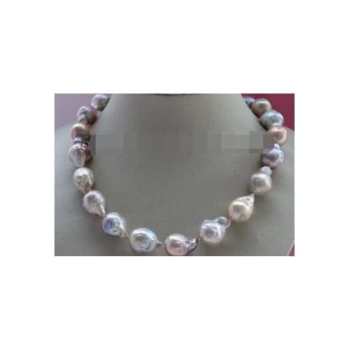 N2421 Natural 22mm Multicolor Baroque Edison Reborn Keshi Pearl necklace NEW