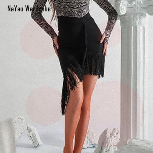 Fringe Tassel irregular Latin Dance Dress Women Latin Dance Skirt Ballroom Tango Chacha Belly Dancing Performamnce L2126