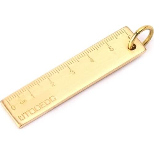 Outdoor Camping Copper Ruler Portable Mini EDC Tool Brass Scale Keychain Pendant