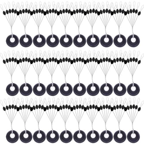 180Pcs/30set/Lot Highly Commend S M L Black Rubber Space Beans Oval Stopper Fishing Bobber Float Catfish Flotador Fishing Float