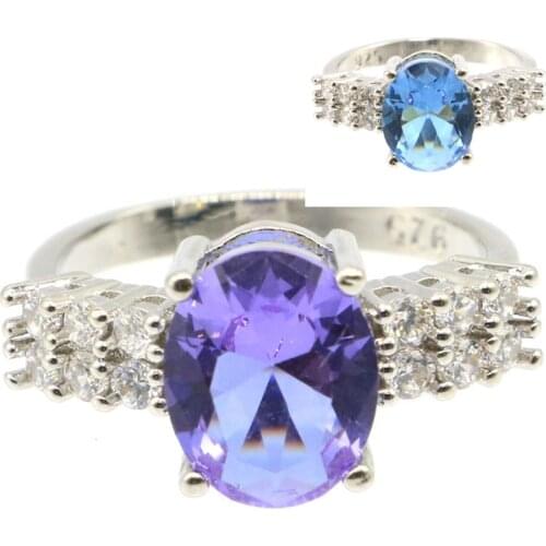 18x18mm Romantic Created Pink Morganite White CZ For Sister Bride Wedding Silver Rings Eye Catching