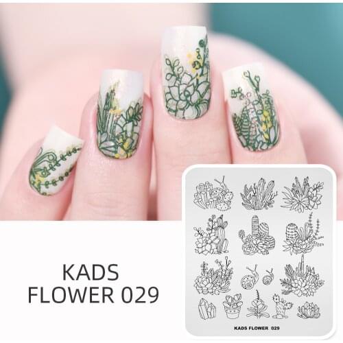 KADS Flower Rectangle Nail Stamping Plates Pattern Nail Template DIY Stamp Image Plate Stamping Template Stencil Tools