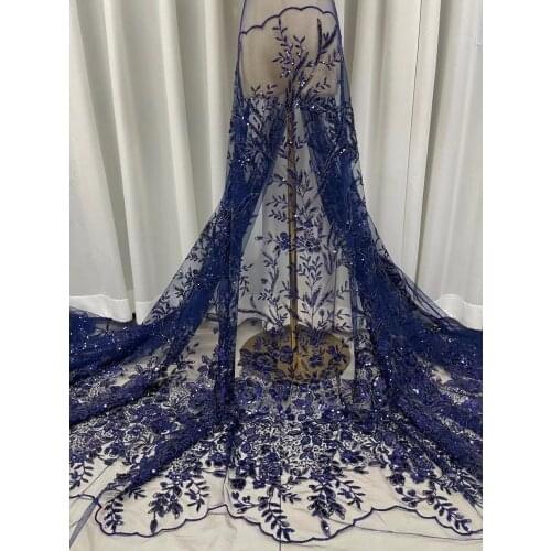 Luxury Fashion Cord Voile Lace Fabric Embroidered Guipure High Quality 2021 Beaded Lace African Tulle Mesh Lace Fabric For Dress