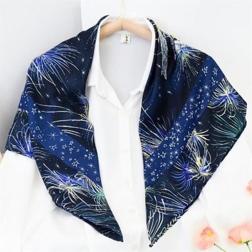 90cm Manual Hand Roll Twill Silk Scarf Women Firework&Tower Curled Square Scarves Echarpes Foulards Femme Wrap Bandana Hijab