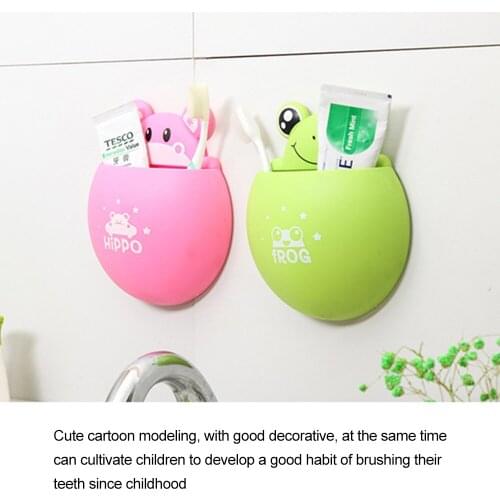 Cute Bartoon Brown Bear Seamless Suction Cup Toothbrush Toothpaste Storage Rack Home Decor Kids Study Wall Suction Pen Holder