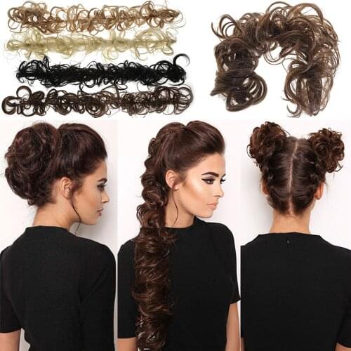 Scrunchies Elastic Messy Hair Bun Chignon Band Extension Long Curly Synthetic Hairpiece Tail Pad Bundle Ponytail Accessories