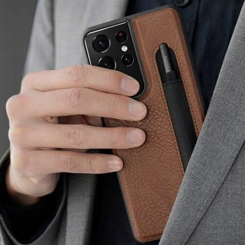 [Selection Standard] For Samsung Galaxy S21 Ultra Case Slim Aoge Leather Case Wallet Card Slot Protective Phone Case