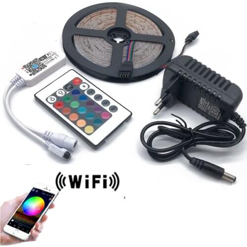 Led Strip Light 2835 SMD RGB Tape 5M 10M 15M 20M DC12V 3528 Flexible RGB LED Stripe Ribbon Diode +24Key Controller+ Adapter EU