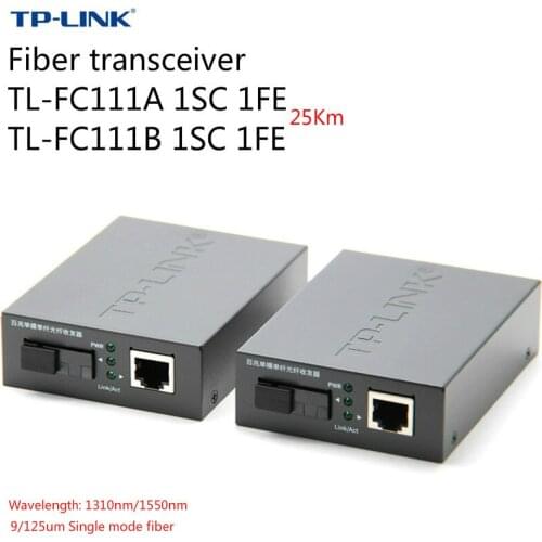 TP-Link Fiber transceiver Optical fiber Fast Fiber converter10/100M Singlemode SC Single fiber 25km ( TL-FC111A/TL-FC111B)