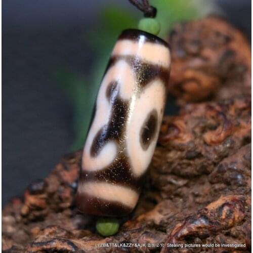 High Quality Energy Unique Magic Energy Tibetan Old Agate 2 Buddha Eye Dapeng Bird Totem dZi Bead Pendant A LKbrother Sauces Top