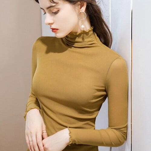 Women Oversize Blouse Plus Size Tight Mesh Long Sleeve Basic Shirt Office Work Formal Business Sexy Blusas Feminina Pullover Top