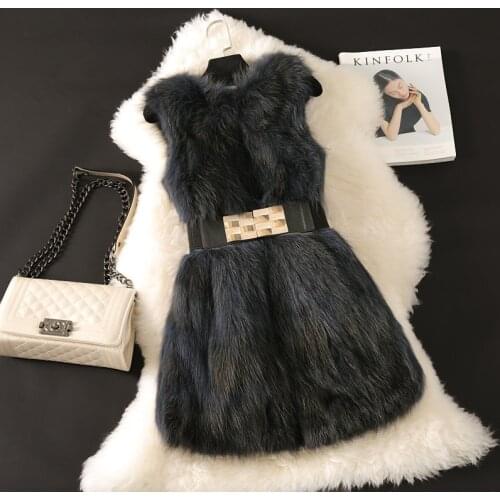 Women 2020 Autumn Winter Natural Real Fox Fur Vest Real Fur Coat For Jacket Female Coats Waistcoat Genuine Fox Fur Outwear L845