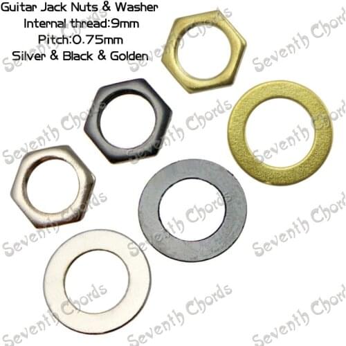 3 sets 9mm Electric Bass guitar Nut & Washer for Input output jack,Guitar Socket Nut & gasket (M9) Silver Gold Black For Choose