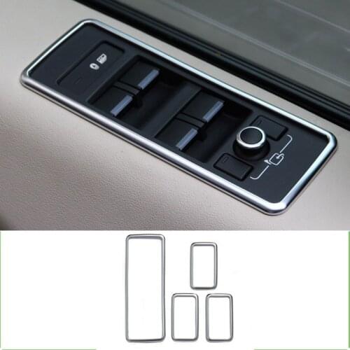4pcs matt silver Window Lift Button Panel Trim For Land Rover Range Rover Sport RR Sport Auto Car Accessories 2014