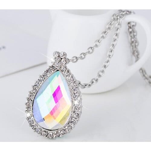 Free Shipping Cheap Costume Jewelry Rhinestone Necklace Wholesale Personality Crystal Pendant Necklace T1343