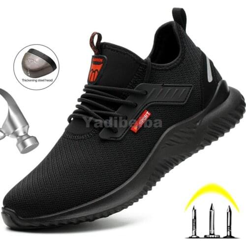 Breathable Men Safety Shoes Work Safety Boots Steel Toe Shoes Mens Boots Anti-Smashing Work Shoes Lightweight Outdoor Sneakers