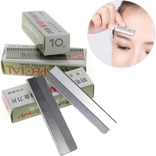 10Pcs Stainless Steel Eyebrow Blade Razor Sharp Eyebrow Trimmer Replace Blade Shaver Knife Face Hair Remover Razor Makeup Tools