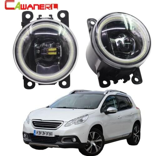 Cawanerl For Peugeot 2008 2013-2018 Car 4000LM H11 LED Lamp Fog Light Assembly Angel Eye Daytime Running Light DRL 12V Styling