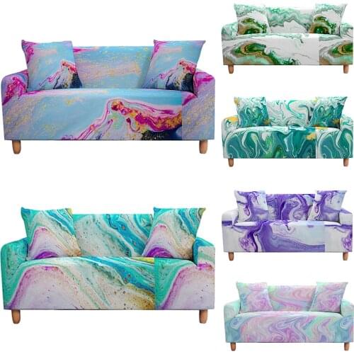 Gilding Marble Sofa Cover Stretch Couch Covers for Living Room Elastic Chair Cover Sofa Towel 1/2/3/4-seater Furniture Protector