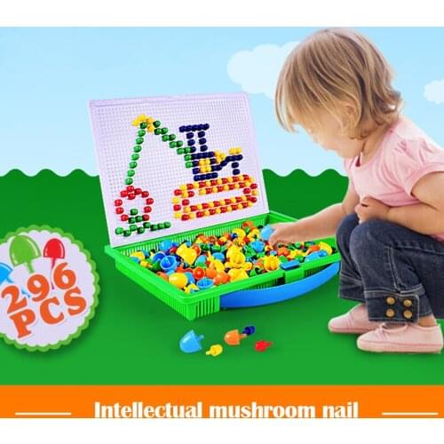Childrens Mushroom Nail Educational Insert Board 296 Piece Combination Mosaic Handmade Science and Education Toys puzzle 3d