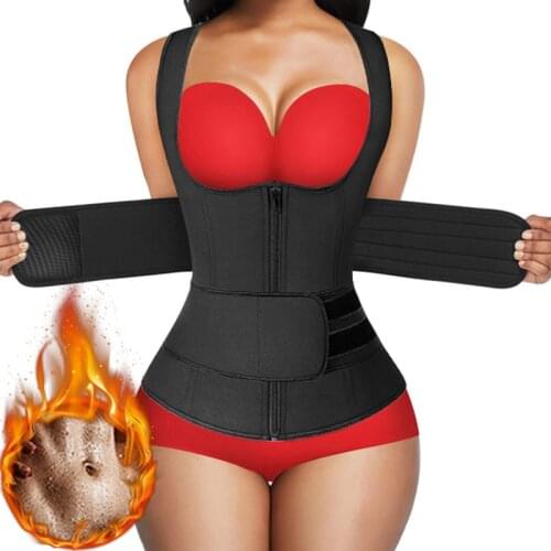 Women Neoprene Sauna Sweat Waist Trainer Vest with Zipper for Weight Loss Gym Workout Body Shaper Tank Top Shirt Faja Shapewear