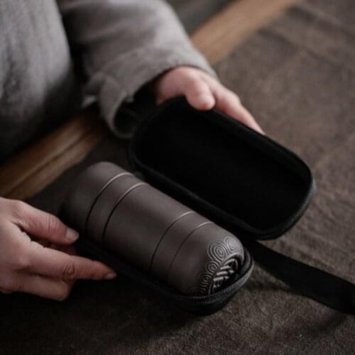 Travel Tea Set Purple sand Portable Teapot Porcelain Teaset Gaiwan Tea Cups of Tea Ceremony Tea Pot With Travel Bag ZM822