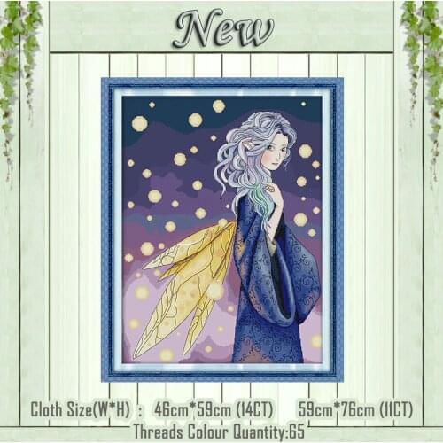 Natalia Fairy girl decor painting counted printed on the canvas DMC 11CT 14CT kit chinese Cross Stitch embroidery needlework Set