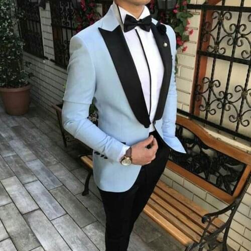 Handsome Groomsmen Peak Lapel Groom Tuxedos Mens Wedding Dress Man Jacket Blazer Prom Dinner (Jacket+Pants+Tie) K73