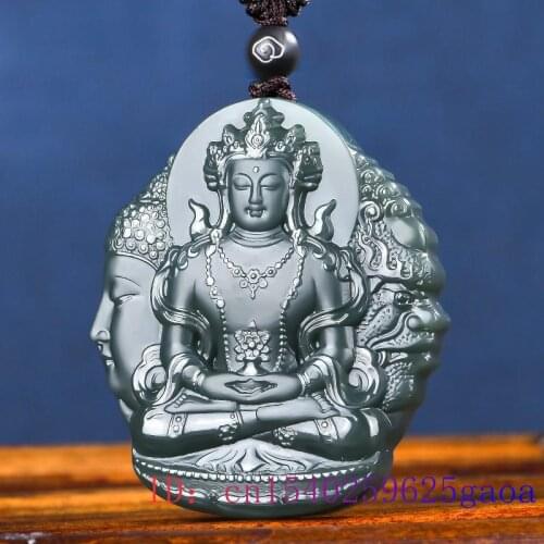 Hetian Jade Guanyin Pendant Gifts Jewelry Jadeite Fashion Amulet Charm Chinese Natural Necklace Women Men Carved