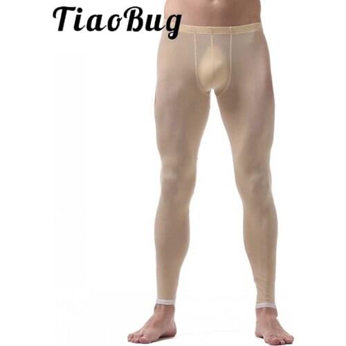 Men Hot Pants Underwear Sexy Sleep Bottoms Athletic Sports Thin See-through Legging Skinny Pants Workout Running Tights Pants