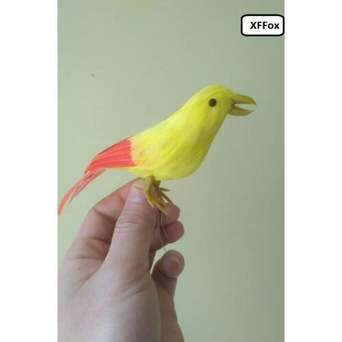 Small simulation yellow bird model foam&feathers mini open-mouth bird doll gift about 12cm xf0558