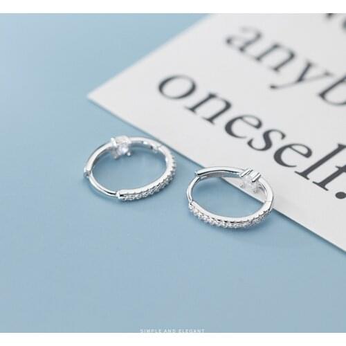 Modian Genuine 925 Sterling Silver Shining Clear CZ Hoop Earring for Women Fashion Wedding Engagement Statement Jewelry Bijoux