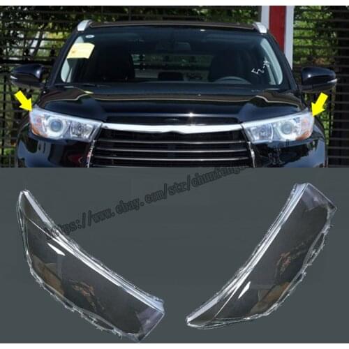 For Toyota Highlander 2015 2016 2017 2pcs Headlight Lens Headlamp Cover Left Right 1 Pair Car modification accessories