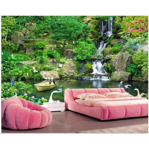 Custom photo 3d room wallpaper Green mountain flowing lake home improvement living room 3d wall murals wallpaper for walls 3 d