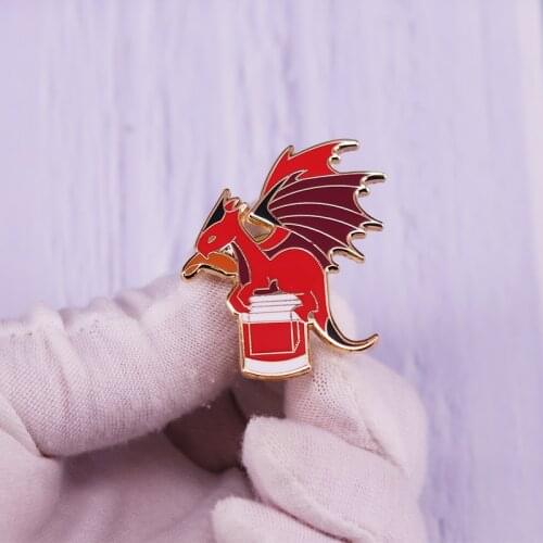 Negroni Dragon Orange Cocktail Enamel Pin Brooch Ancient Creature Casual Drink Inspired Badge Fantasy Gift