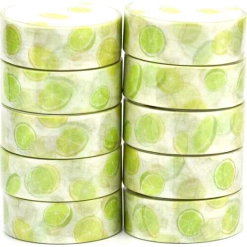 NEW 10pcs/Lot Decorative Cute Green Lemon Fruit Washi Tapes Japanese Bullet Journal Adhesive Masking Tape Stationery