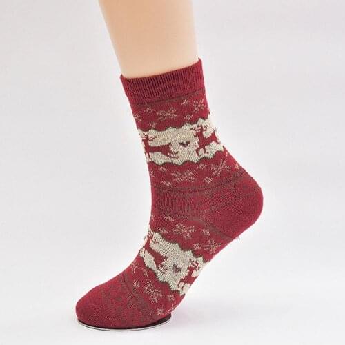 New Funny Christmas Deer Long Tube Middle Cotton Printed Xmas Elk Socks 1 Pair Women Medium Sized Mid-Calf Length Socks